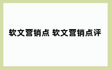 软文营销点 软文营销点评